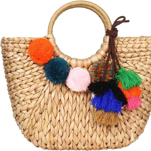 Womens Large Straw Bags Beach Tote Bag Handwoven Hobo Bag Summer Beach Bag Straw - Picture 2 of 9